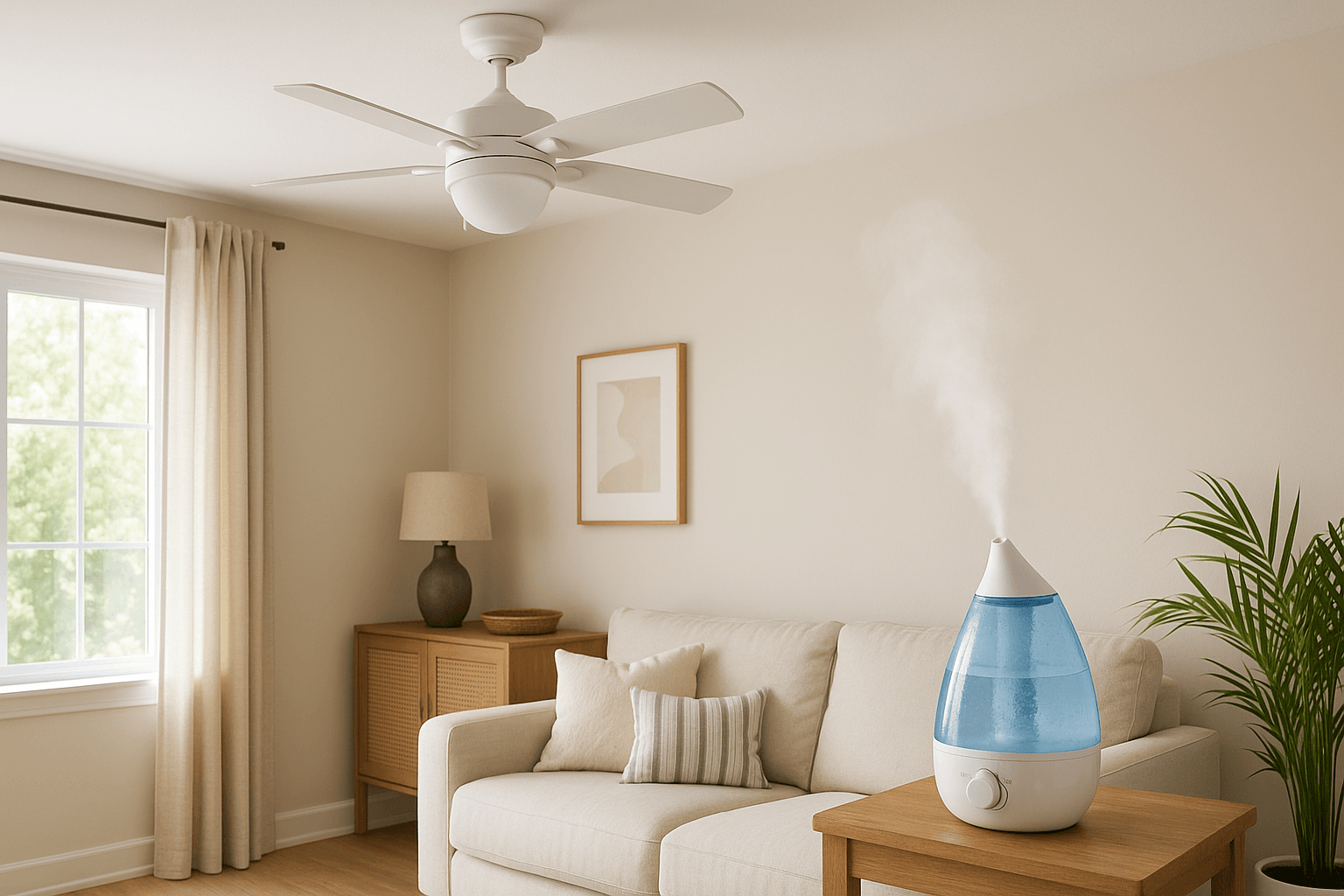 associer ventilateur de plafond et humidificateur d’air